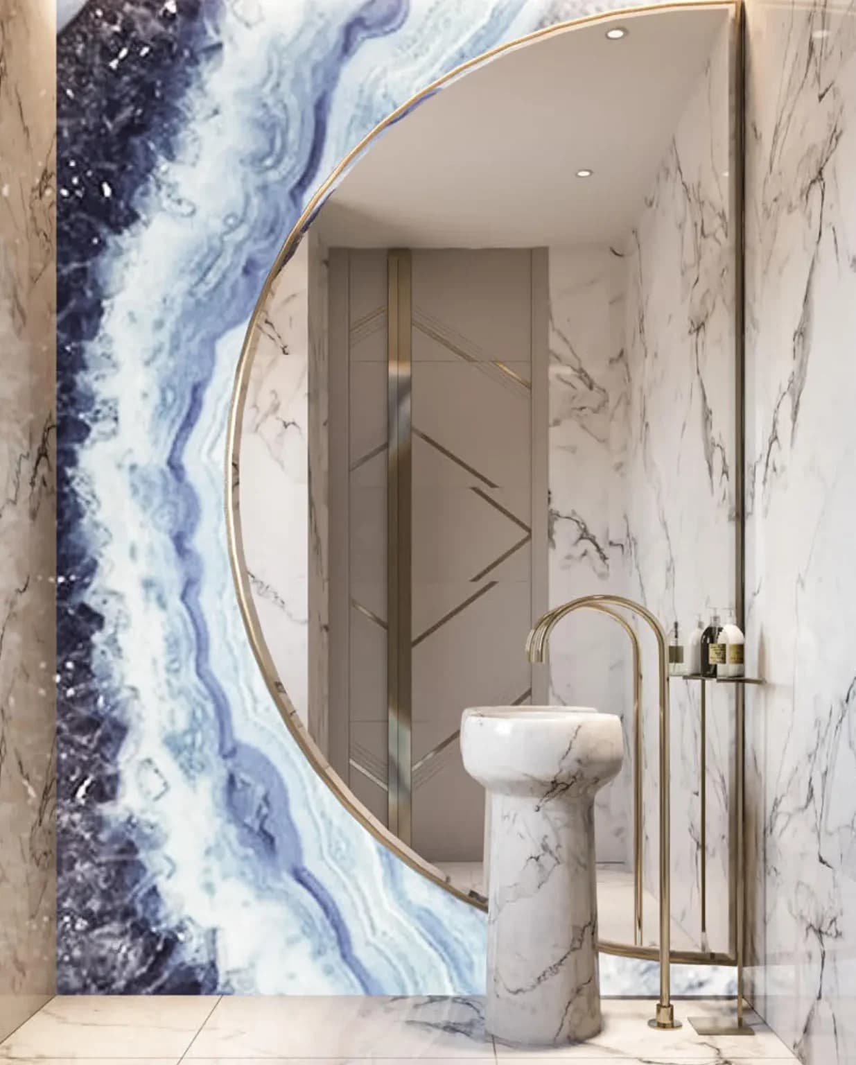 High-End Bathroom Design with Gold Accents in Dubai