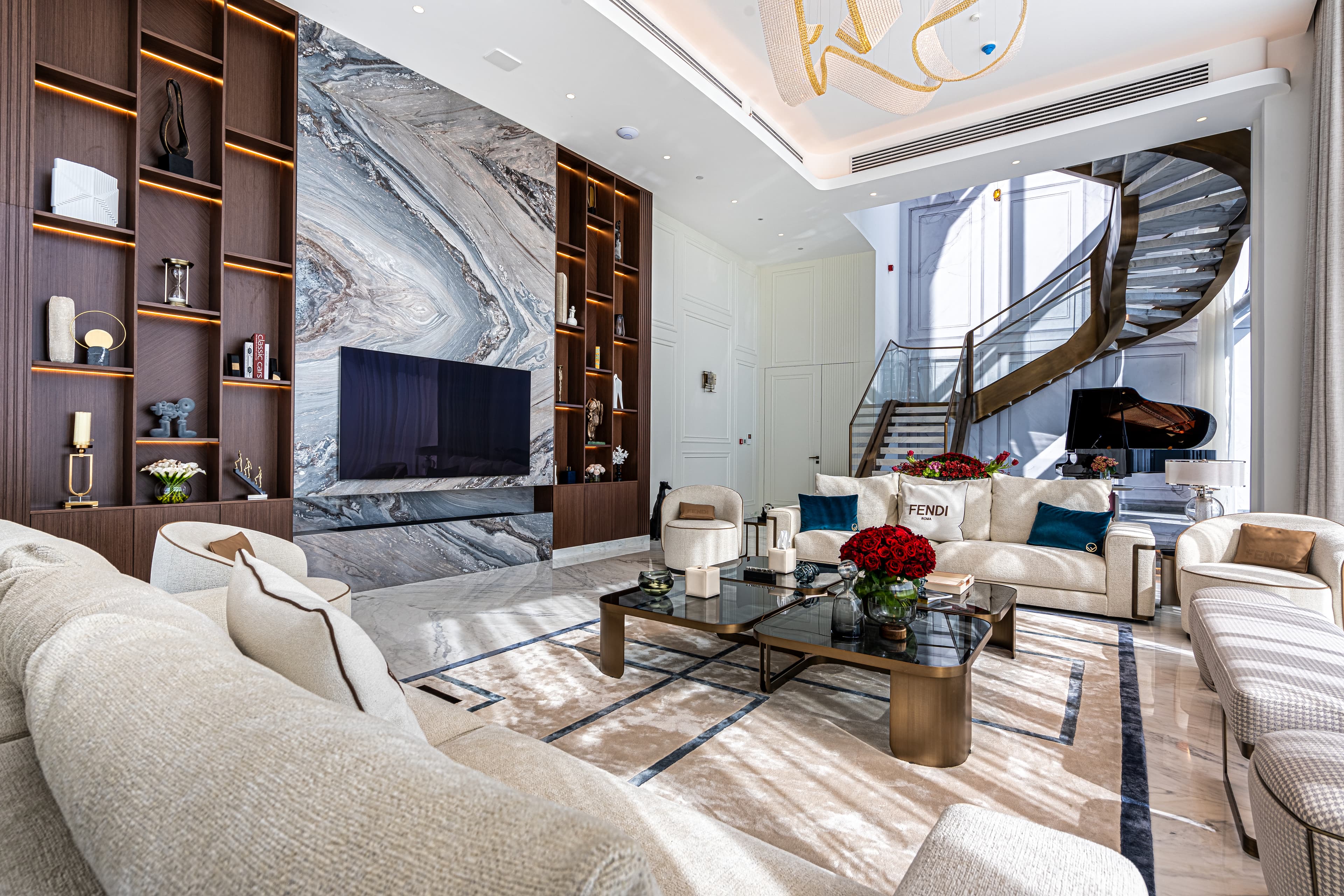 High-End Villa Interior Design with Customized Furnishings