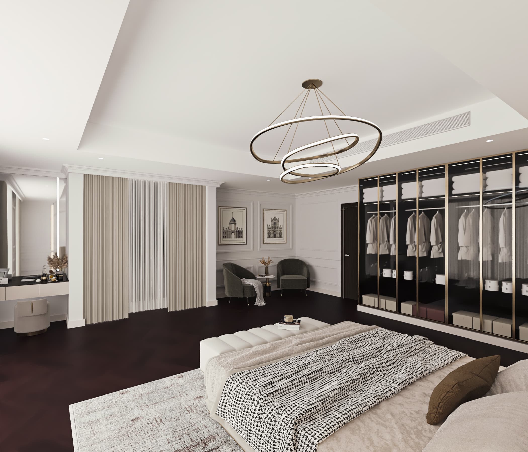 Bedroom Design with LED Strip Lighting and Sconces